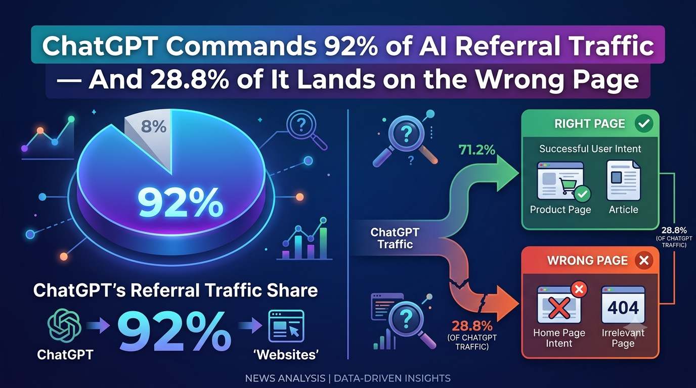 ChatGPT Commands 92% of AI Referral Traffic — And 28.8% of It Lands on the Wrong Page